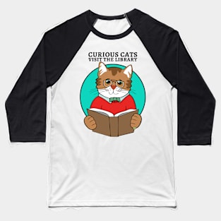 Curious Cats Visit the Library Baseball T-Shirt